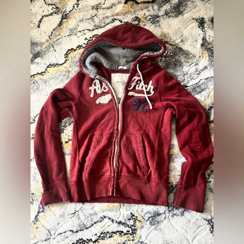 Vintage Red Abercrombie & Fitch Zip Up Hoodie